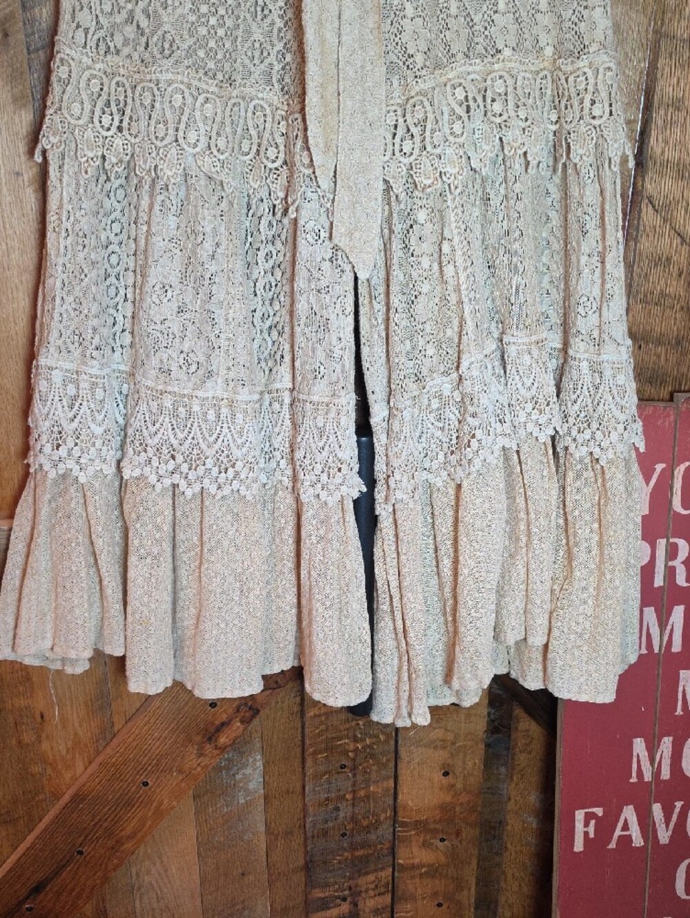 192p Boho Lace Wide-Leg Pants with Tie Waist - Cream - Picture 7 of 16